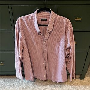 Club Room Men's Red and White Checkered Shirt